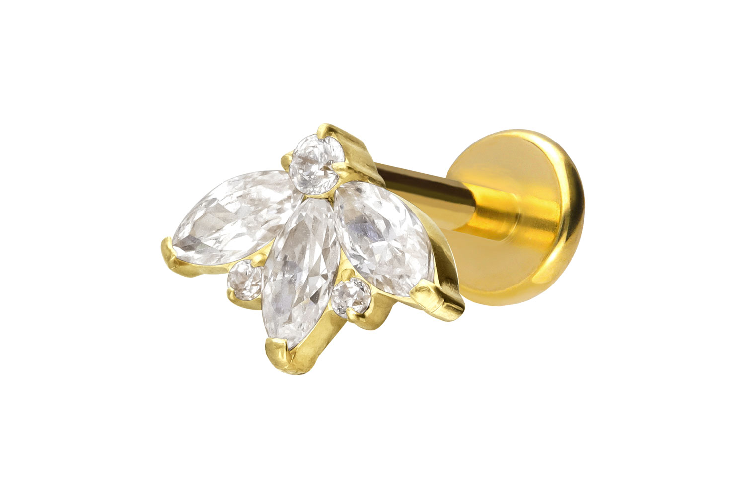 Titan Labret Piercing mit Push Fit LOTUSBLÜTE